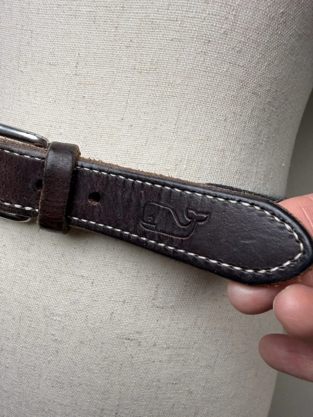 Vineyard Vines Brown Leather American Flag Web Belt Kids 30 Made USA Brass Buckl